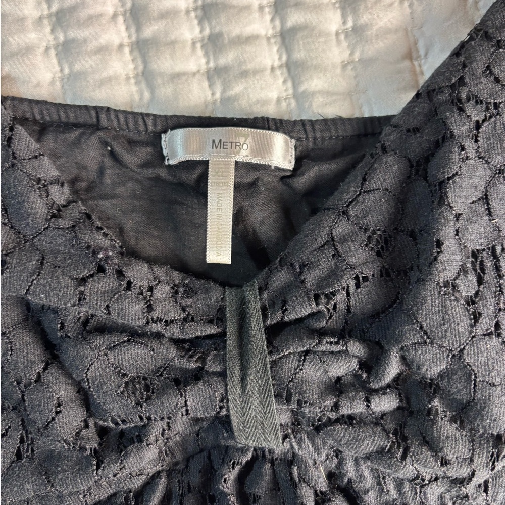 Metro 7‎ Black Floral Lace Cami Tank Top XL (16/18) Lined Cottagecore Boho Goth - Picture 7 of 7